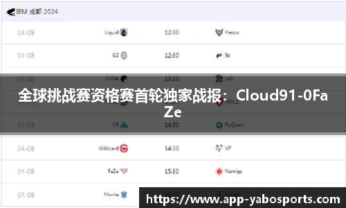 全球挑战赛资格赛首轮独家战报：Cloud91-0FaZe